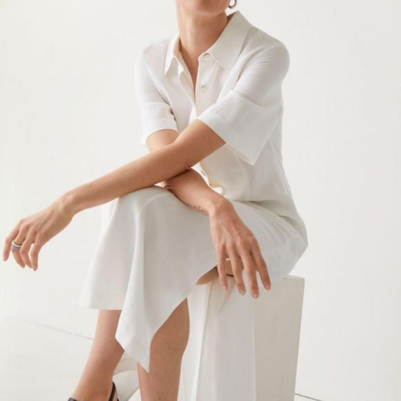 NWT & Other Stories Stockholm Atelier | Shell Button Shirt Midi Dress White - Picture 4 of 10